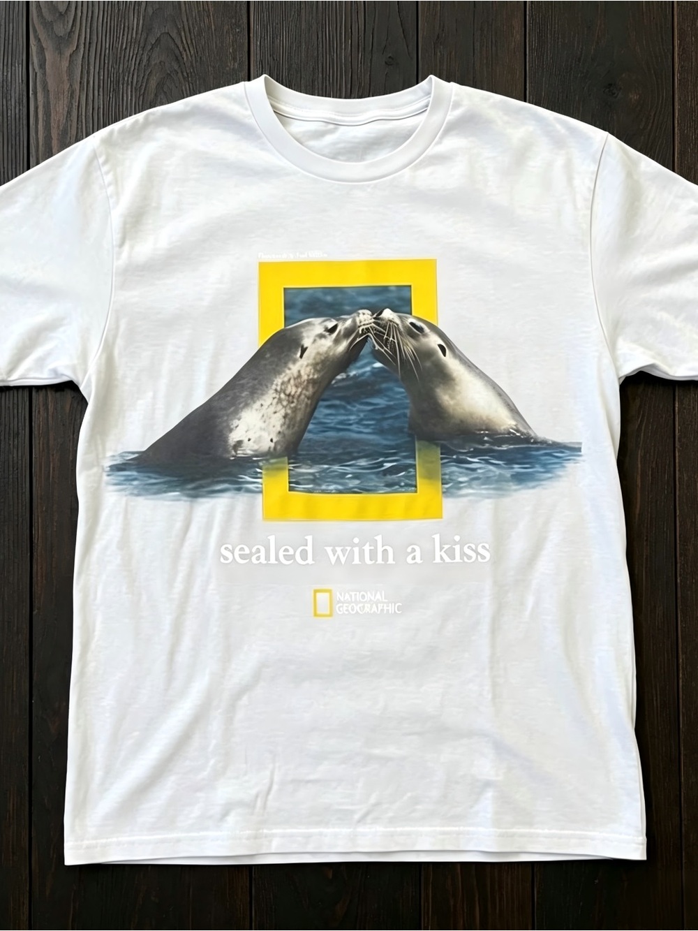 Sealed With A Kiss Seals Graphic Tee White - Wildlife Nature T-Shirt